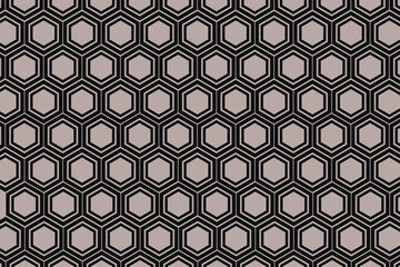 和風シームレスパターン背景　亀甲黒枠紫　グラフィック素材 