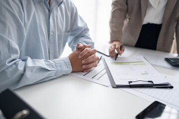 business man Auditor or internal revenue service staff checking annual financial statements company...