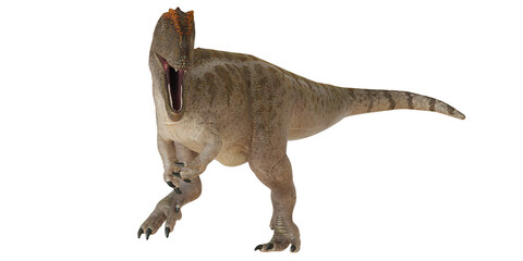 Majestic dinosaur roaring with open mouth