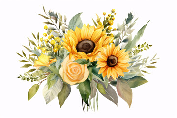 Watercolor Flowers Bouquets, illustration background
