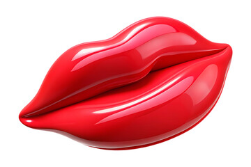 Glossy red lips 3d render isolated on transparent background
