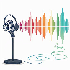 Waves of the equalizer. Audio wave talking. Voice speaking music sound line levels. Podcasting