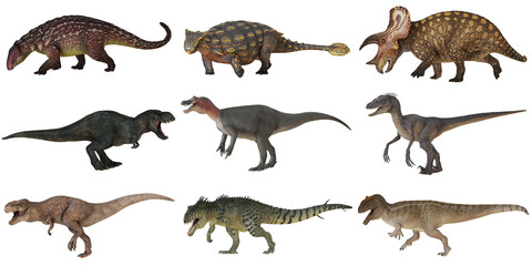 Collection of diverse dinosaur species.