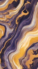 Purple and gold marble swirl liquid pattern illustration poster background