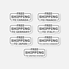 Free shipping in G7 countries icon sticker isolated on gray background