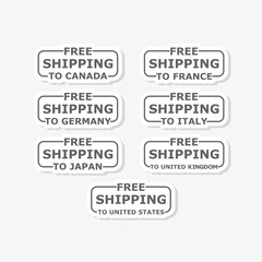 Free shipping in G7 countries icon sticker isolated on gray background