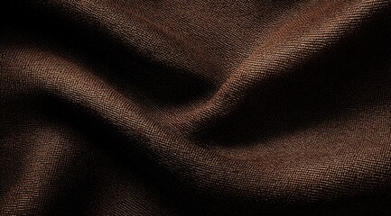 Dark brown fabric with soft, undulating folds and subtle texture, creating a rich, deep background