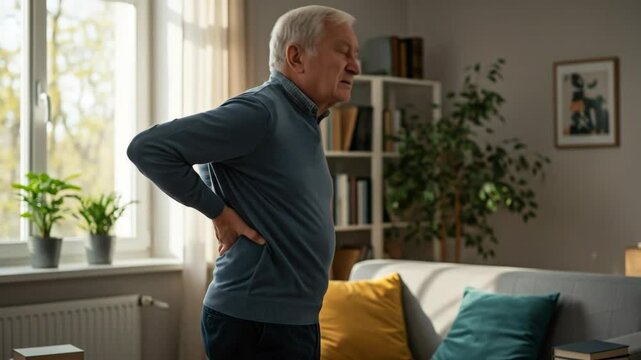 Mature person back pain indoor
