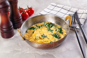 Omelette with spinach for breakfast