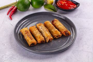 Stuffed Vietnamese Nem roll with meat