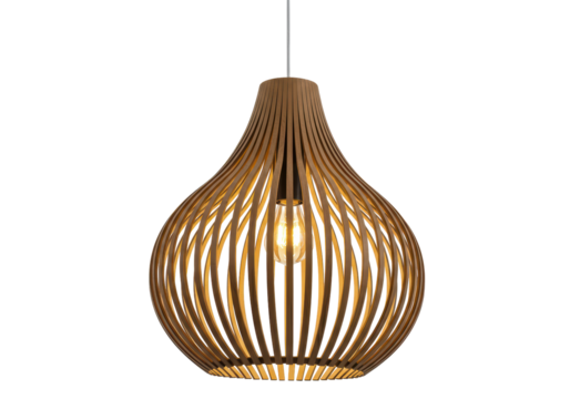Isolated Modern Wooden Pendant Light Fixture