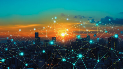 smart city, connection, network, reciprocity, the cityscape, social media, networking, systems, connects, the peak, of success, amid tall, innovative, graphs, statistics, analyze, business, potential,