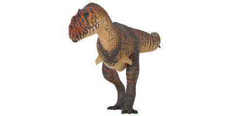 Realistic dinosaur toy on white background.