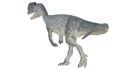 Realistic rendering of a walking dinosaur