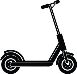Detailed black silhouette of an electric scooter on a white background
