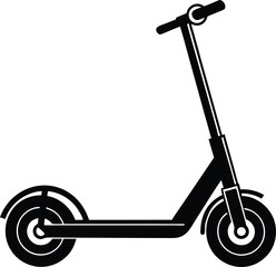 Black silhouette of an electric scooter isolated on a white background