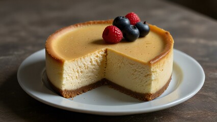 Delicious new york style cheesecake with berries