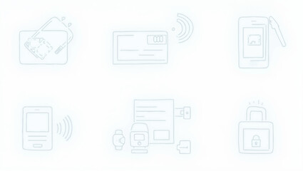 "Payment wireless and scan Vector Icon Set | Adjustable Line Weight | Contactless, credit card, NFC, transaction, terminal, mobile, wallet, smart watch, secure, wireless, tap, digital"