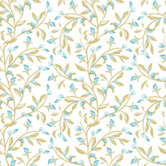 Floral abstract seamless pattern. Pastel botanical background. Plant natural design for wallpaper, textile, stationery.