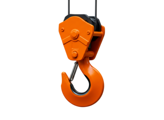 crane hook with pulley isolated on transparent background