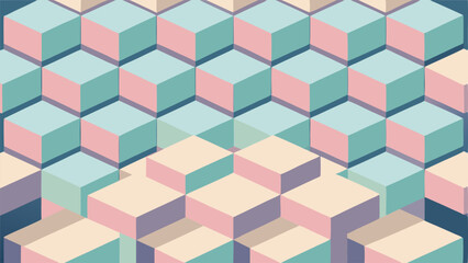 Fototapeta premium Geometric pattern with isometric cubes in pastel colors ready for various design uses