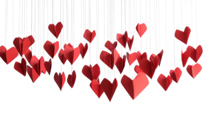 Romantic red hearts pattern background with love theme isolated on white background