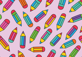 Hand drawn pencil sketches in bright colors, perfect for fashion design, decoration, fabric, wallpaper and printing on a pink background.