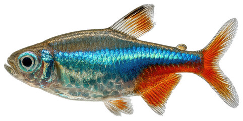 neon tetra fish isolated on transparent background