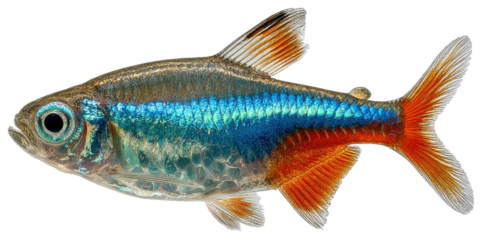 neon tetra fish isolated on transparent background