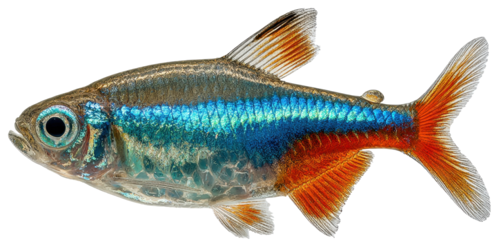 neon tetra fish isolated on transparent background