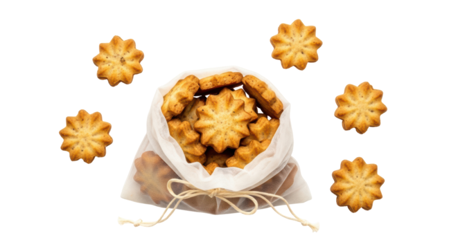 Isolated Star Shaped Cookies in Mesh Bag