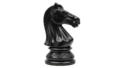 Isolated Black Chess Knight Piece Intricate Details
