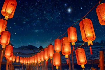 red lanterns in the sky