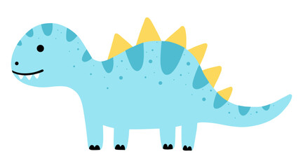 Hand drawn cute dinosaur isolated on white background. Concept for children print. Vector Illustration