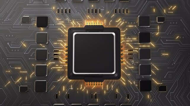 Abstract hardware and software background. Circuit board, Chip processor, Mainboard and code programmer. Hi-tech computer engineer. Cyberpunk tech and database coding. Blue and red neon light effect