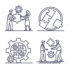 Icon set. Vector thin line illustrations for concepts related to people, business, success, teamwork, workplace, diversity and more.