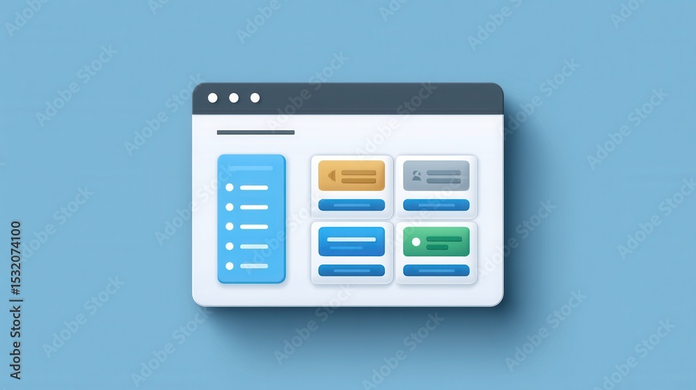 Wall mural modern user interface with dashboard elements on blue background.