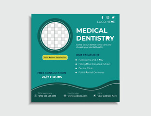 Dental Dentist Clinic Flyer Poster Banner Template.	
