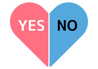 YESとNOを両方含むダブルスタンダードをイメージしたピンクと青のハートマーク