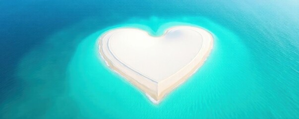 Heart-shaped isle, white sand beach, clear water, beach, vibrant