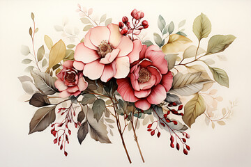Watercolor Flowers Bouquets, illustration background