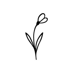 Minimalist Handdrawn Heart Flower Simple Line Art Botanical Illustration