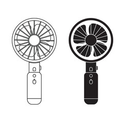 orange portable fan illustration hand drawn isolated vector
