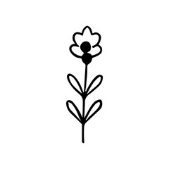 Simple Handdrawn Floral Flower Bloom Plant Stem Decoration Element