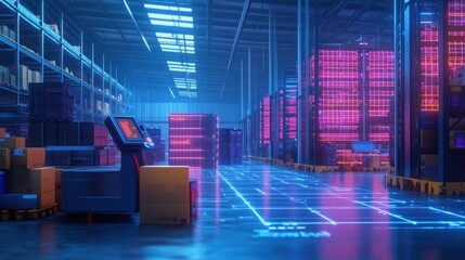 Modern warehouse with automated systems and advanced technology