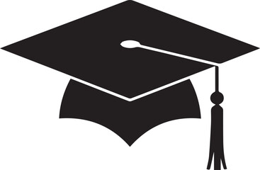 Graduation Cap Icon in Black and White for Academic Achievement