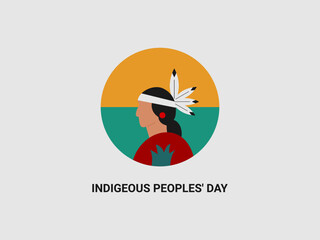 A profile illustration of an indigenous person wearing a feathered headdress