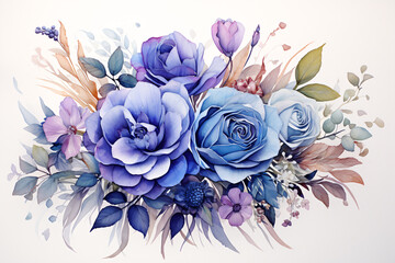 Watercolor Flowers Bouquets, illustration background