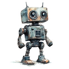 watercolor of Robotics, vector, isolated on a white background.