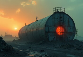 Industrial oil tank art scene